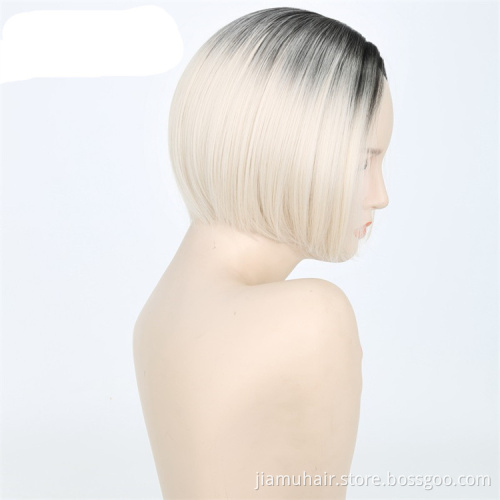 Ombre Blonde Straight Bobo Wigs For Women Synthetic Short Hair Red Wigs Female Short Wig Cosplay